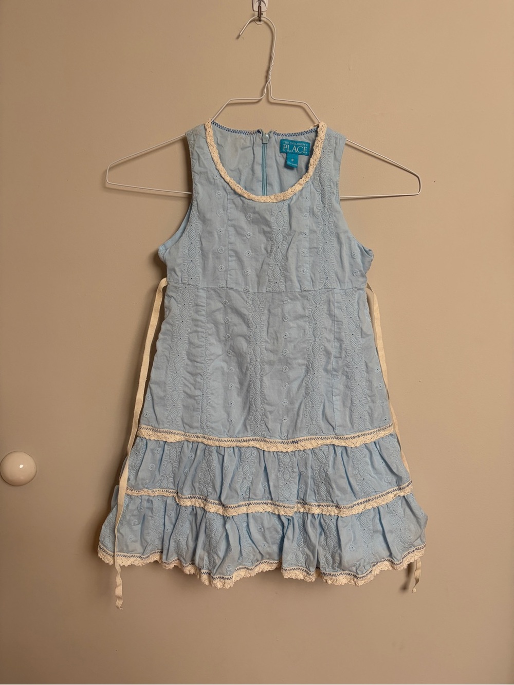 The Children's Place Sky Blue Eyelet Ruffle Tiered Sleeveless Dress Size 8